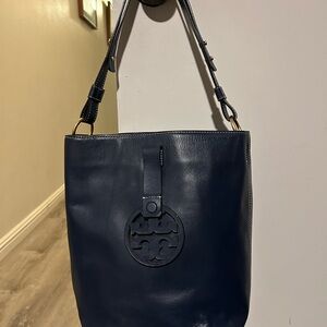 Tory Burch Royal Blue Leather Hobo Bag